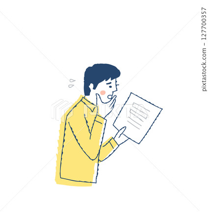 一名男子在看文件時顯得很困惑 一名男子在看文件時顯得很困惑 127700357