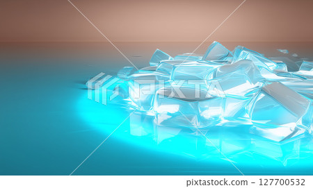ice cubes on blue background 127700532