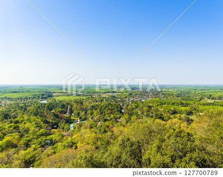 Northeastern Thailand, green land seen from "Wat Phu Tok" / Wat Phu Tok, Thailand 127700789