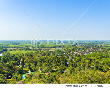 The green land seen from Wat Phu Tok in northeastern Thailand / Wat Phu Tok, Thailand 127700790
