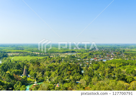 Northeastern Thailand, green land seen from "Wat Phu Tok" / Wat Phu Tok, Thailand 127700791
