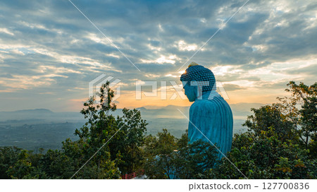 Aerial view of Majestic Buddha at sunrise Aerial view of Majestic Buddha at sunrise 127700836
