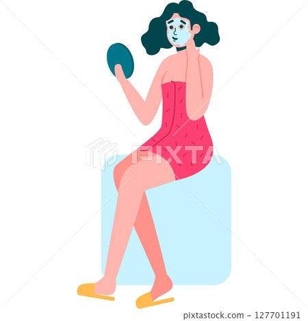 woman applying face mask vector female beauty icon isolated on white woman applying face mask vector female beauty icon isolated on white 127701191