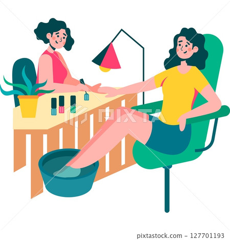 woman in nail salon vector female beauty icon isolated on white woman in nail salon vector female beauty icon isolated on white 127701193