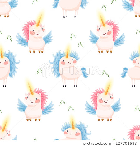 Seamless unicorn pattern for kids textile and nursery decor 127701688