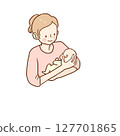Illustration of a mother holding a baby 127701865