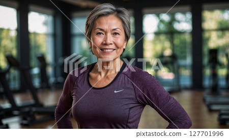 Senior woman smiling at the gym "AI generated image" 127701996