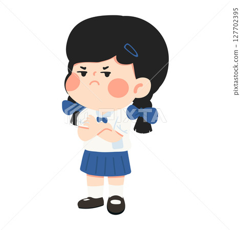 Illustration of an Angry Girl with Arms Crossed 127702395
