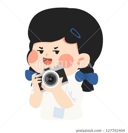 Illustration of a Girl with a Camera 127702404