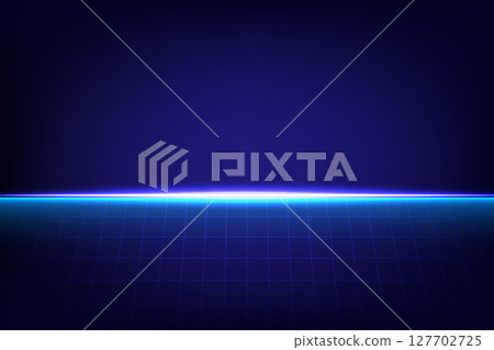 Abstract technology Horizontal Neon Laser lines of light and rectangle grid 127702725