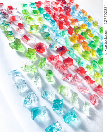 Colorful amber sugar before drying Colorful amber sugar before drying 127702824