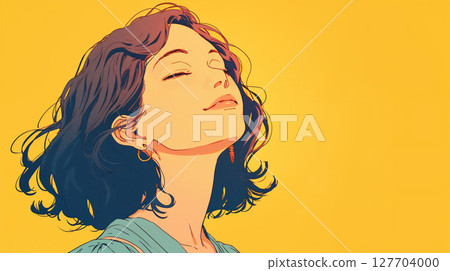 Woman with eyes closed looking up 127704000