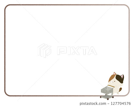 Frame of a calico cat pushing a cart Frame of a calico cat pushing a cart 127704576