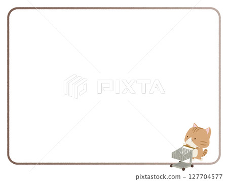 Frame of brown tabby cat pushing a cart Frame of brown tabby cat pushing a cart 127704577