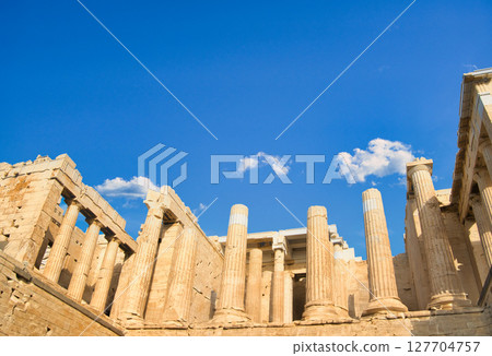 Spectacular view of the Parthenon from the Acropolis 127704757