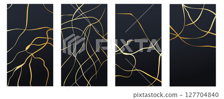 Golden Kintsugi Elegance: Luxe Design 127704840