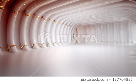 empty room with red curtains 127704855