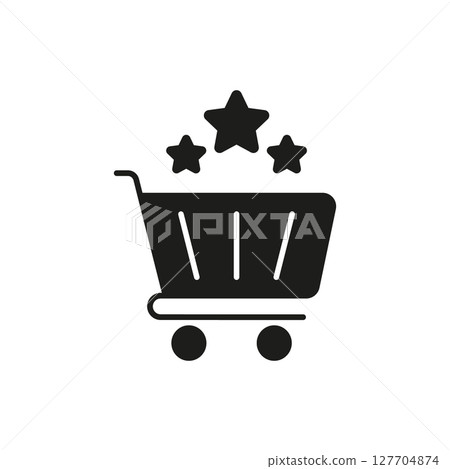 Shopping Cart With Stars Solid Icon. Customer Satisfaction, Quality Service, And Premium Shopping Experience Silhouette Symbol. Retail Excellence. Isolated Vector Illustration Shopping Cart With Stars Solid Icon. Customer Satisfaction, Quality Service, And Premium Shopping Experience Silhouette Symbol. Retail Excellence. Isolated Vector Illustration 127704874