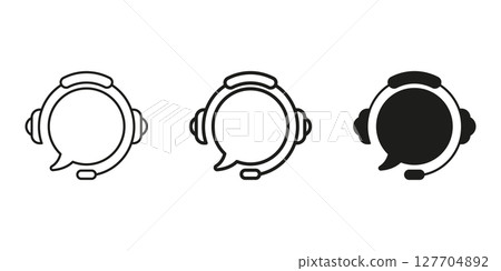 Headset With Speech Bubble Line and Solid Icon. Customer Support, Communication, And Call Center Symbol Collection. Audio Assistance And Help Desk Representation. Isolated Vector Illustration Headset With Speech Bubble Line and Solid Icon. Customer Support, Communication, And Call Center Symbol Collection. Audio Assistance And Help Desk Representation. Isolated Vector Illustration 127704892