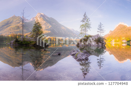 View of Hintersee lake in Berchtesgaden National Park Bavarian Alps, Germany View of Hintersee lake in Berchtesgaden National Park Bavarian Alps, Germany 127704948