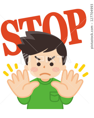 禁止擅闖——一名年輕人擋住了路 127704993