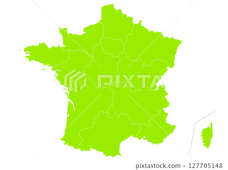 Map of France, administrative divisions of France from a world map 127705148