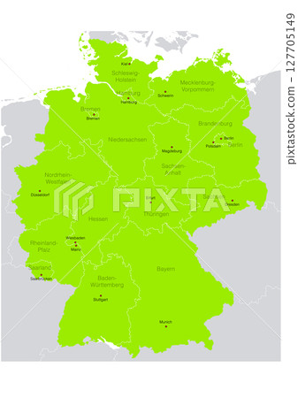 來自世界地圖的德國行政區劃圖。 127705149