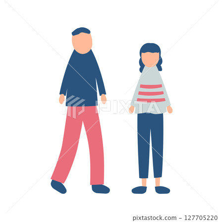 易於使用的男性和女性插圖 易於使用的男性和女性插圖 127705220