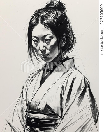Illustration of a Japanese woman in a kimono Illustration of a Japanese woman in a kimono 127705600