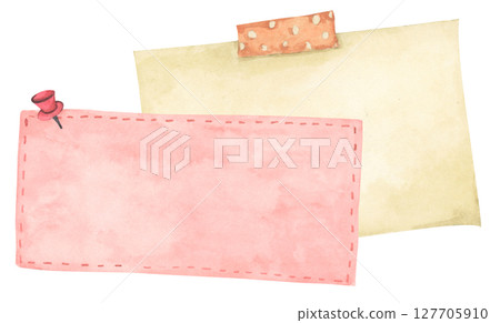 Pastel Notepad and Sticky Notes. Memo Pad for Planner, Office or Back to School. Watercolor Note Paper Illustration. 127705910