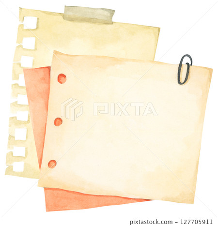 Pastel Notepad and Sticky Notes. Memo Pad for Planner, Office or Back to School. Watercolor Note Paper Illustration. 127705911