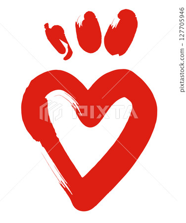 手繪愛心。塗鴉，垃圾搖滾愛心。情人節和愛情符號。向量。 127705946