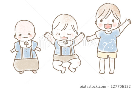 0 year old, 1 year old, 2 year old boys 127706122