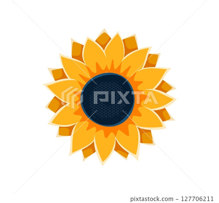 Autumn thanksgiving font type sunflower letter O. Thanksgiving English alphabet font element, autumn harvest vector type letter. Autumnal typeset sign or Fall season kids ABC symbol 127706211