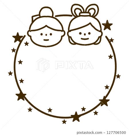 Orihime and Hikoboshi frame (line drawing) 127706500