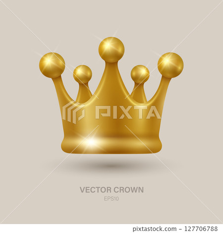 Golden Crown Vector Icon. Realistic Royal Crown Symbol for Luxury Design, VIP Branding, King Emblem, Queen Logo, Award Graphic, Prestige Element, Premium Decoration, Noble Concept 127706788