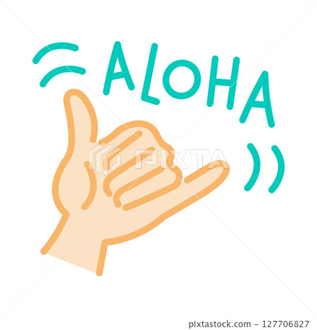 Pop and colorful Aloha pose hand sign illustration Pop and colorful Aloha pose hand sign illustration 127706827