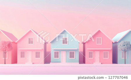Cute pastel-colored houses Cute pastel-colored houses 127707046