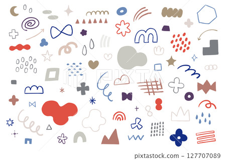 Hand-drawn doodle icon and graphic material set Abstract Vector Pop Illustration Design Rough Cute 127707089