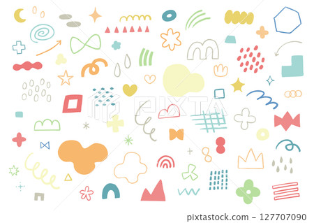 Hand-drawn doodle icon and graphic material set Abstract Vector Pop Illustration Design Rough Cute 127707090