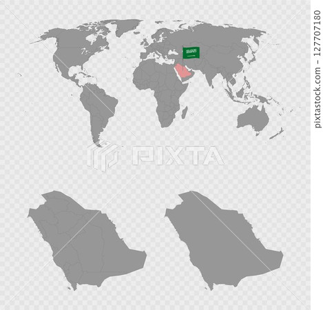 Saudi Arabia Map Set with World Location. 127707180