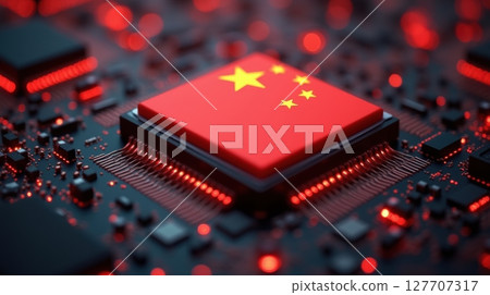Chinese microchip representing global chip war technology dominance 127707317