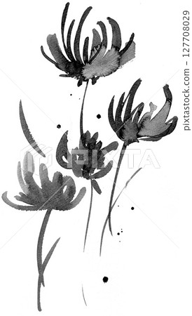 日式水墨花卉 127708029