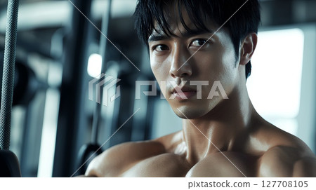 Men who train their arms 127708105