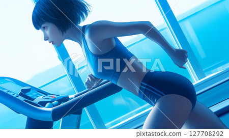 在健身房訓練的年輕女子 127708292