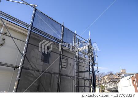 Exterior wall repair work for detached houses, exterior wall, exterior insulation renovation Exterior wall repair work for detached houses, exterior wall, exterior insulation renovation 127708327