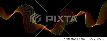 Red yellow abstract linear soundwaves concept background 127708512