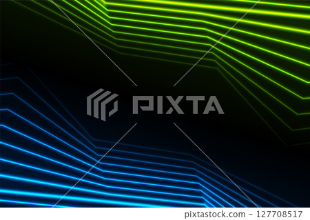 Bright green blue neon laser curved lines technology background Bright green blue neon laser curved lines technology background 127708517