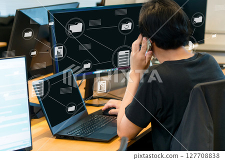 Business scene, network image, digital workflow Business scene, network image, digital workflow 127708838
