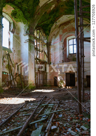 Devastation in abandoned Church of St. Anthony in agrotown of Knyazhitsy, Mogilev region, Belarus Devastation in abandoned Church of St. Anthony in agrotown of Knyazhitsy, Mogilev region, Belarus 127708926